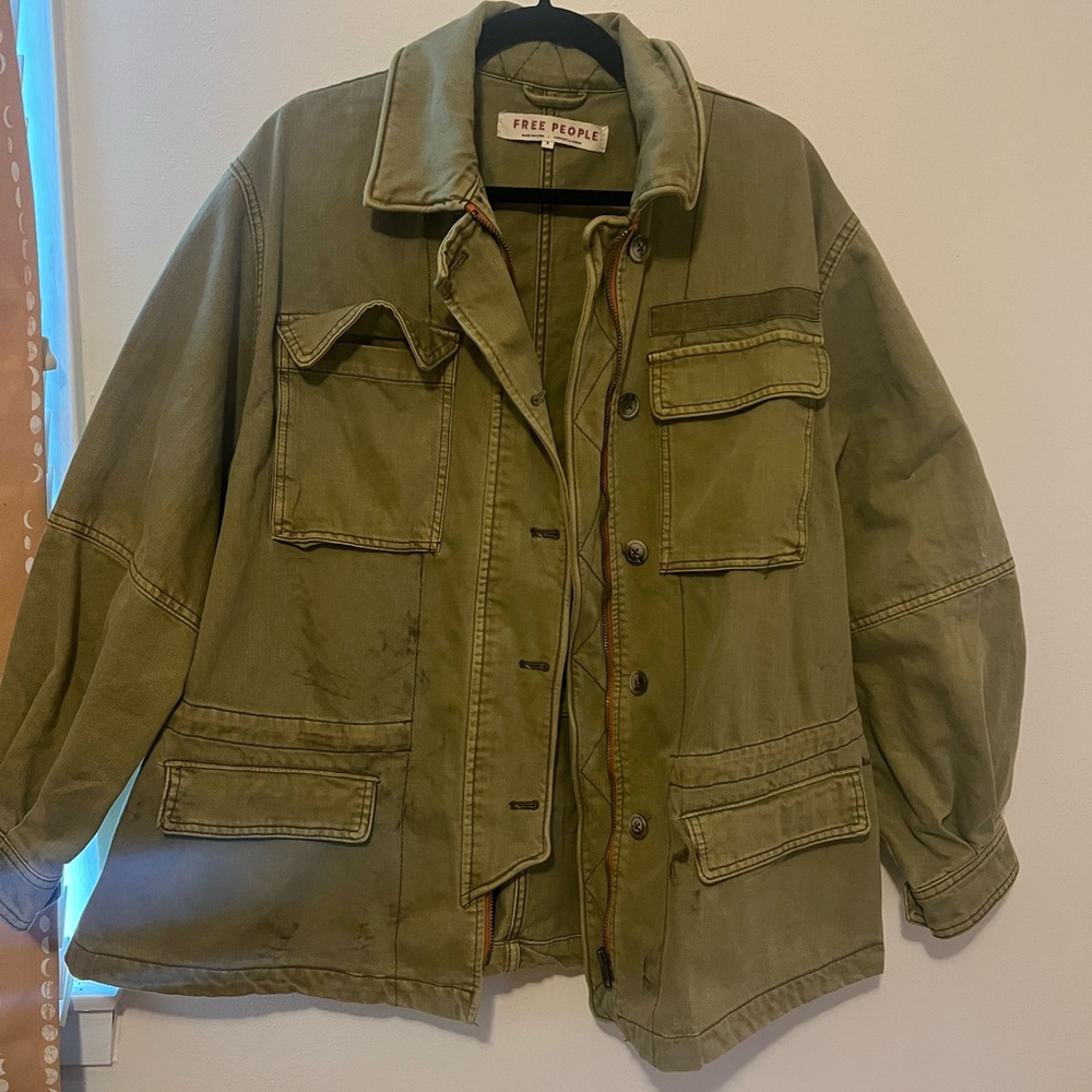 Free People Olive Green Military Jacket